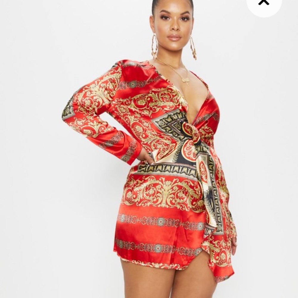 Mini plus size satin dress